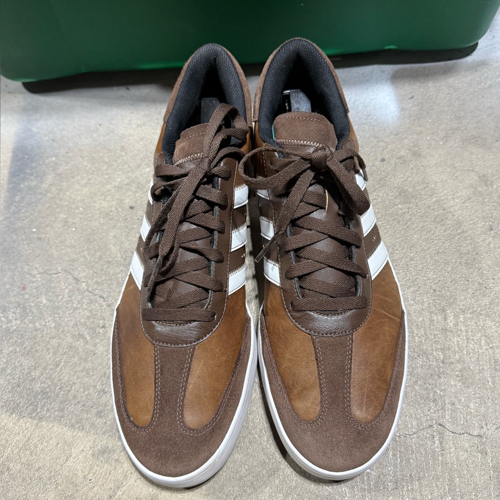 Adidas Adicross Leather Spikeless Golf Shoes Brown/White Men's Size 13 - Picture 3 of 16